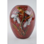 Anita Harris Art Pottery delta vase, decorated with a floral pattern, 14.5cm tall, signed by