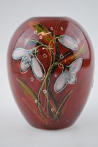 Anita Harris Art Pottery delta vase, decorated with a floral pattern, 14.5cm tall, signed by