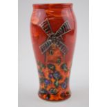 Anita Harris Art Pottery vase, decorated with a Windmill, 18cm tall, signed by Anita. In good