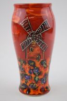 Anita Harris Art Pottery vase, decorated with a Windmill, 18cm tall, signed by Anita. In good