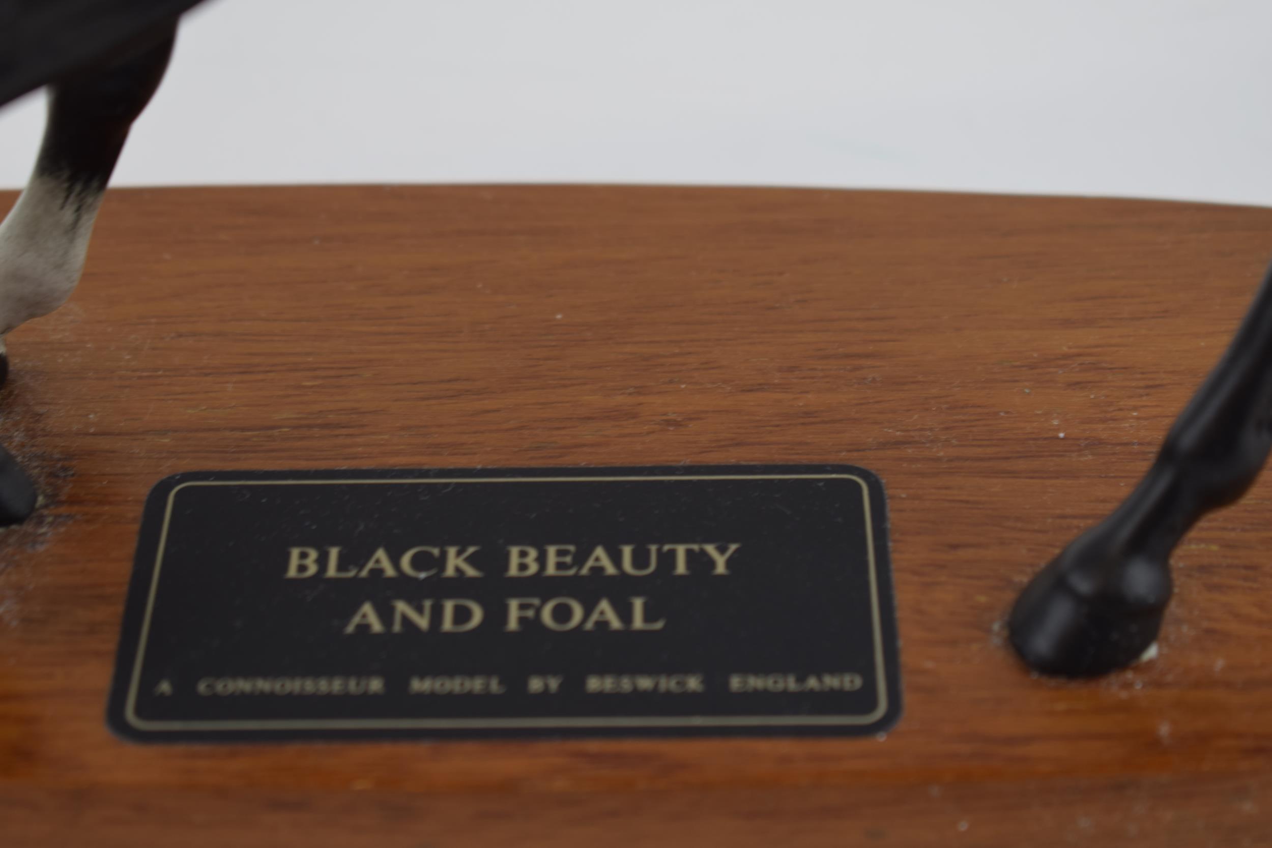 Beswick Black Beauty and Foal on wooden base. In good condition with no obvious damage or - Image 2 of 2