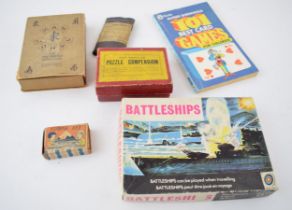 A collection of early to mid 20th century toys and games to include Man Jong, Fishing Set (Made in