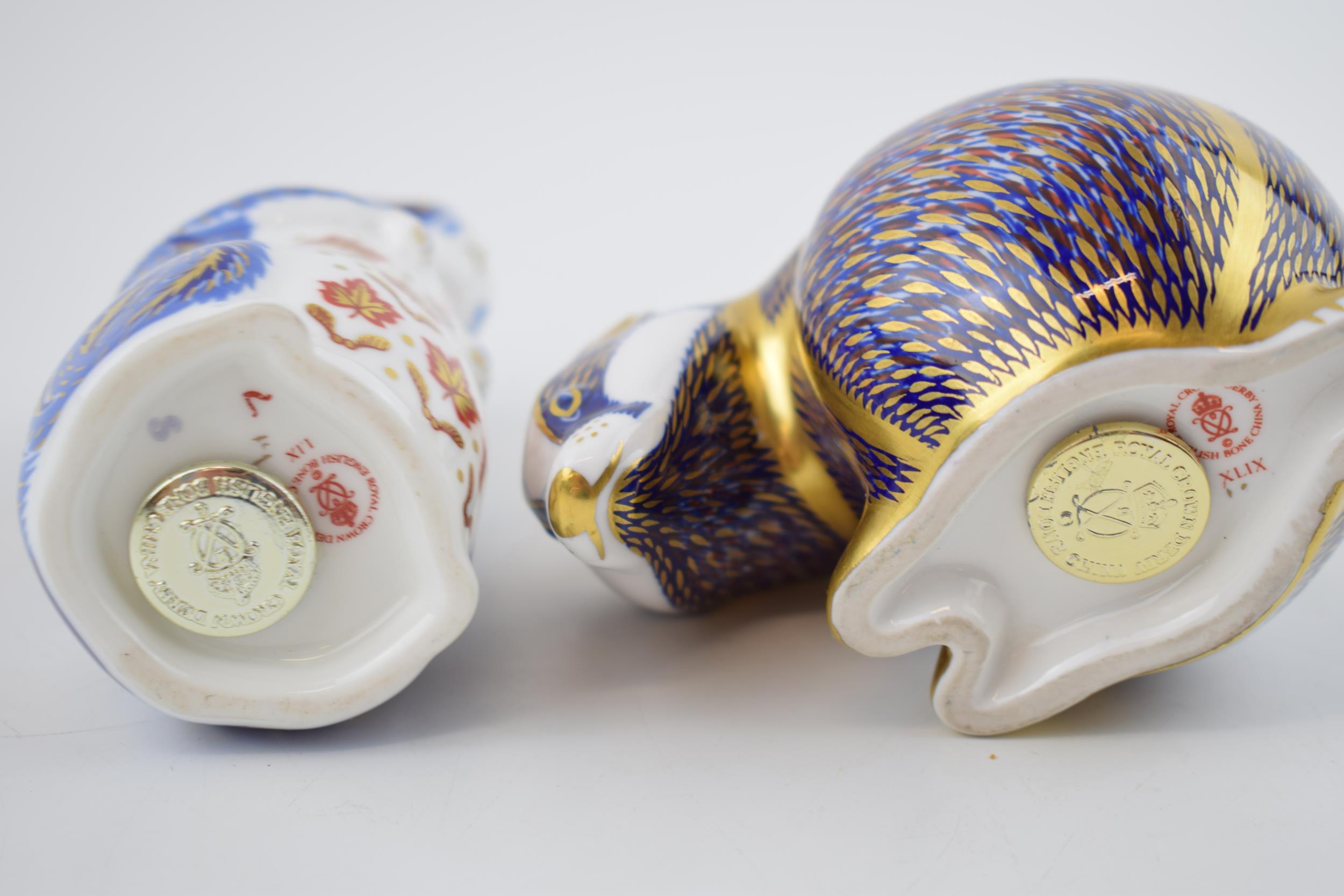 Royal Crown Derby paperweights to include a badger and a chipmunk, both with gold stoppers (2). In - Image 2 of 2