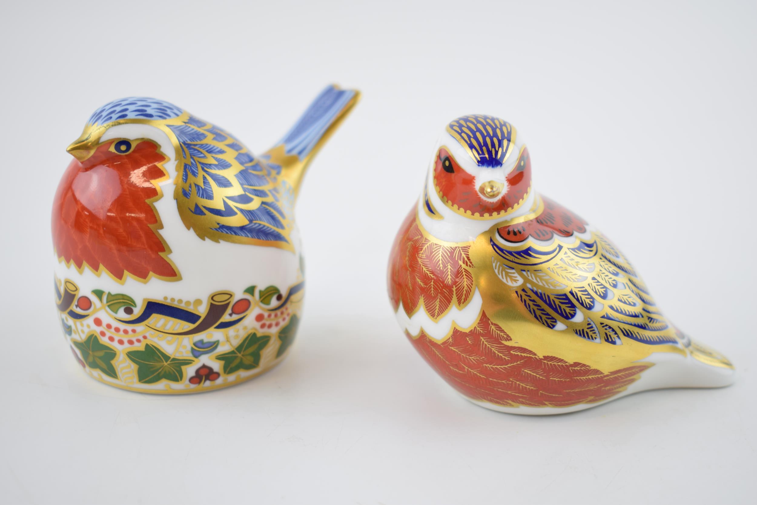 Two Royal Crown Derby paperweights, Robin Nesting, 6.7cm high, date code for 1998 (LXI) and