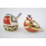 Two Royal Crown Derby paperweights, Robin Nesting, 6.7cm high, date code for 1998 (LXI) and