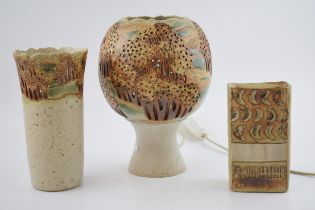 A collection of stoneware studio pottery to include a Louis Hudson Cornish stoneware vase, 13.5cm
