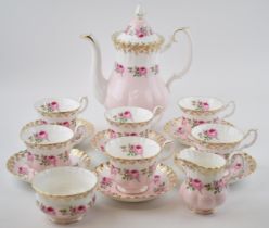 Royal Albert Bridesmaid pattern tea service to include tea pot cups and saucers (4) milk and sugar