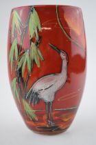 Anita Harris Art Pottery vase, decorated with a stork, 19.5cm tall, signed by Anita. In good