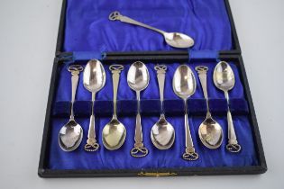 Staffordshire/ Hunting interest. An interesting collection of silver plate tea spoons with the
