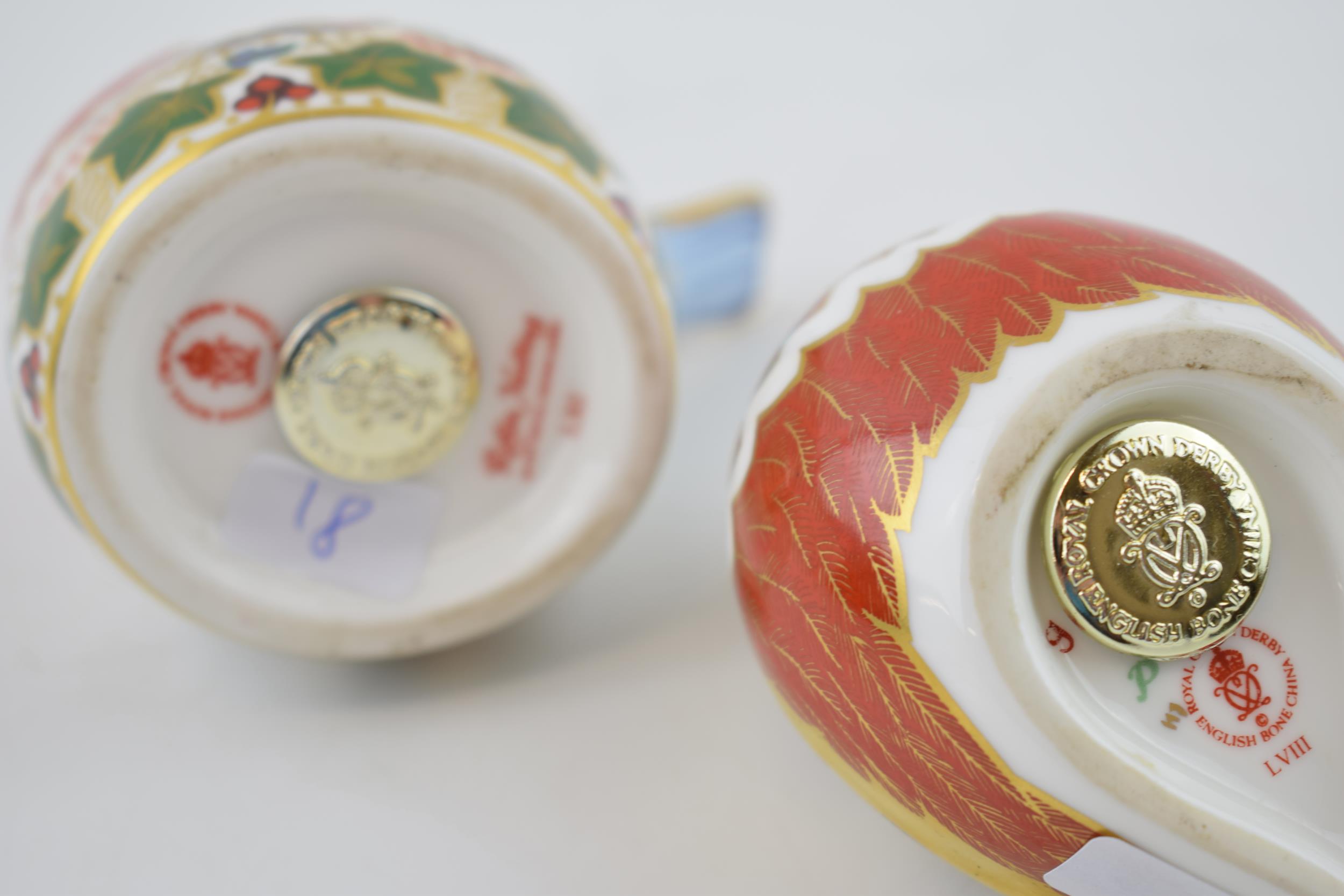 Two Royal Crown Derby paperweights, Robin Nesting, 6.7cm high, date code for 1998 (LXI) and - Image 2 of 2