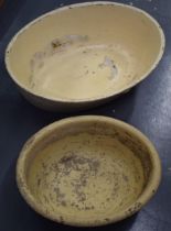 A pair of pulp ware oval bowls / baby baths, longest 68cm, makers marks to underside (2). Collection