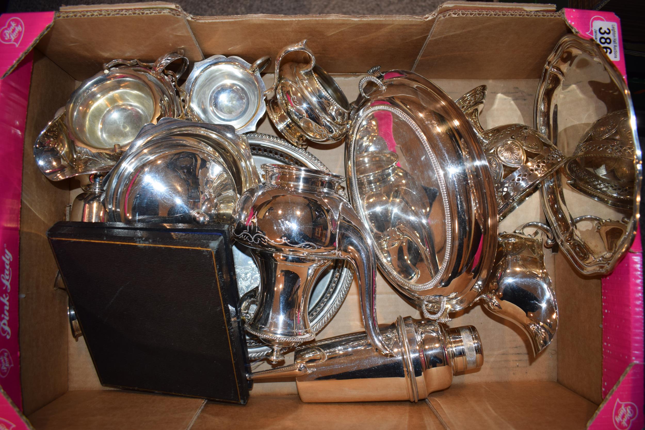 A good collection of silver plated items to include tea and coffee pots, dinnerware, cutlery and