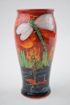 Anita Harris Art Pottery vase, decorated with a Dragonfly, 18cm tall, signed by Anita. In good