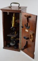 Carl Zeiss Jena microscope No. 17270 in wooden box by Millikin & Lawley, Strand London. Microscope