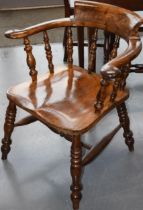 Elm / ash smokers bow chair / captain's chair with saddle seat, 76cm tall.