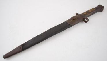 19th Century bayonet marked WD S 76, V.R 7/93 SANDERSON, SHEFFIELD. In original scabbard. Length