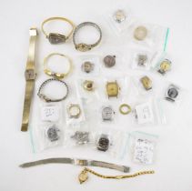 A collection of ladies vintage watches a/f to include complete watches, movements and parts. Of note