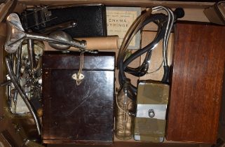 A collection of medical items of note cased equipment, stethoscope and various similar items. (large