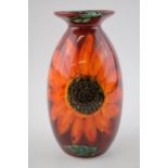 Anita Harris Art Pottery minos vase, decorated with Sunflowers, 21cm tall, signed by Anita. In
