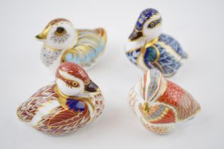 Four Royal Crown Derby duckling paperweights, Collectors Guild Duckling and Teal Duckling, both