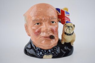 Large Royal Doulton character jug Sir Winston Churchill D6907. In good condition with no obvious