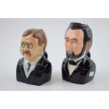 Bairstow Manor Pottery Toby jugs American Presidents to include Abraham Lincoln and Theodare