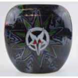 Anita Harris Art Pottery medium purse vase, decorated with a demonic / gothic design, trial vase,