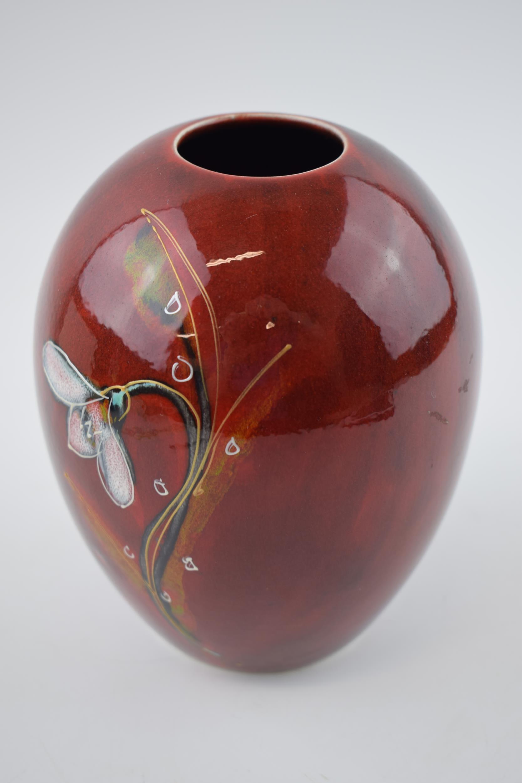 Anita Harris Art Pottery delta vase, decorated with a floral pattern, 14.5cm tall, signed by - Image 2 of 3