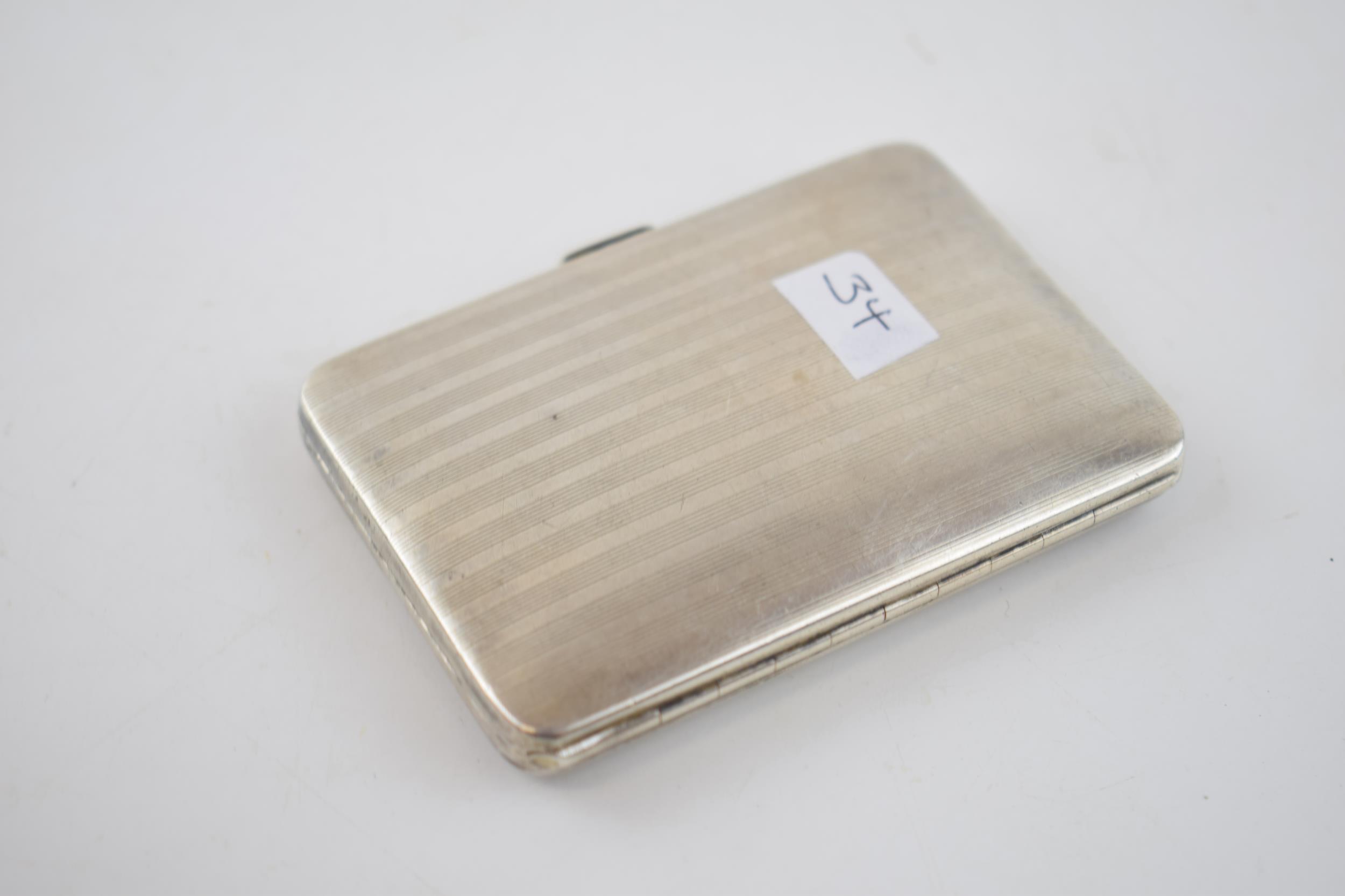 Silver cigarette case, Birmingham 1929, 74.9 grams, initialed 'KB'. - Image 2 of 3