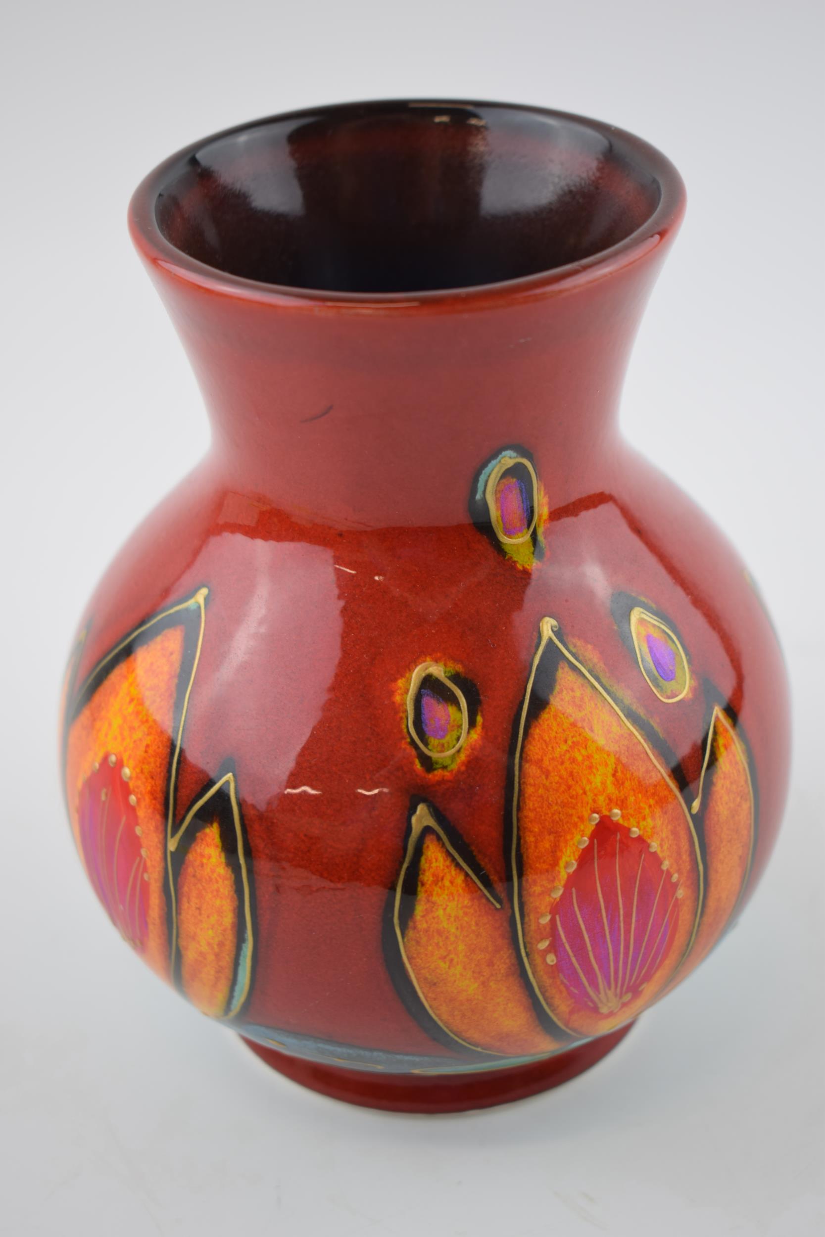 Anita Harris Art Pottery trojan vase, decorated with a waterlily, 15cm tall, signed by Anita. In - Image 2 of 3