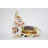 Royal Crown Derby paperweight, Donkey, red Royal Crown Derby stamp on the base, gold stopper. In