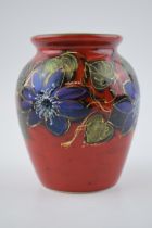Anita Harris Art Pottery vase, decorated with a floral scene, 13.5cm tall, signed by Anita. In