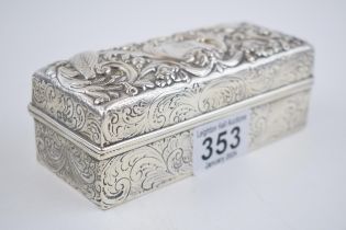Victorian silver rectangular box, with repousse decoration, William Comyns, London 1893, 200.0