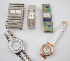 A collection of ladies fashion watches to include examples by manufacturers D&G (2), Versus,