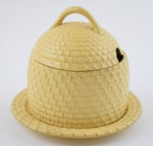 Spode wicket basket / basket weave honey pot, circa 1833-1846 (3). Displays well and generally