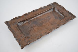 Arts and Crafts hand hammered copper tray, unknown maker. 15.5cm x 30.5cm. In good original