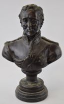 A spelter bust of Wellington in 1822. Height 37cm. In good condition.