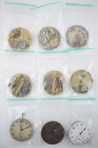 A collection of 9 vintage and antique pocket watches movements a/f. Of note several good examples