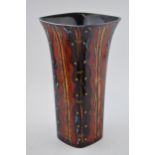 Early Anita Harris Art Pottery square trumpet vase, decorated with gilded abstract decoration,