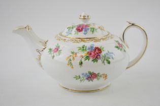 New Chelsea Staffs china teapot decorated with floral sprays. In good condition with no obvious