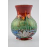 Anita Harris Art Pottery trojan vase, decorated with a pond scene, 15cm tall, signed by Anita. In