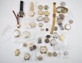 A good quantity of vintage watches, movements and parts a/f. (Qty) All in original condition. A good