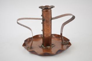 Arts and Crafts, attributed to J. F. Pool of Hayle, Cornwall hand hammered copper candlestick.