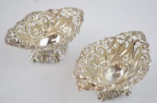 A pair of hallmarked silver bon bon dishes, Birmingham 1897, Henry Matthews, 82.6 grams (2), 10.