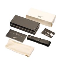 Montblanc Pen Pouch in bark effect black leather, original box and packaging. , very light usage (if