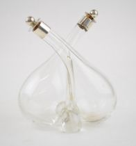 Silver double oil bottle, Hukin & Heath, Birminghm 1935, 14.5cm tall. In good condition with minor