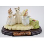 Beswick limited edition Beatrix Potter tableau 'Mittens, Tom Kitten and Moppet', boxed with wooden