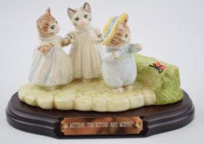 Beswick limited edition Beatrix Potter tableau 'Mittens, Tom Kitten and Moppet', boxed with wooden