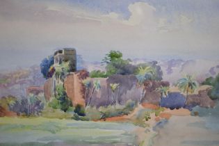 Norah Bennett watercolour 'Christmas Shoot with Leslie', Gwaleoi south of Bombay, 15cmx24cm,