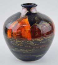Anita Harris Art Pottery bulbous vase, decorated with the Nightime Potteries Past design, 20cm tall,